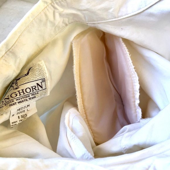 Longhorn Western Shirt Womens Medium White Button Up Long Sleeve Pretty - Picture 11 of 15